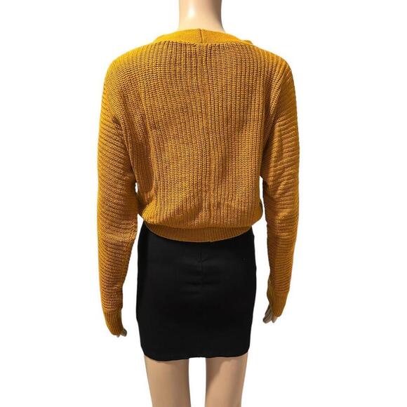 Dynamite Cropped Knit Cardigan in Mustard - Picture 4 of 4